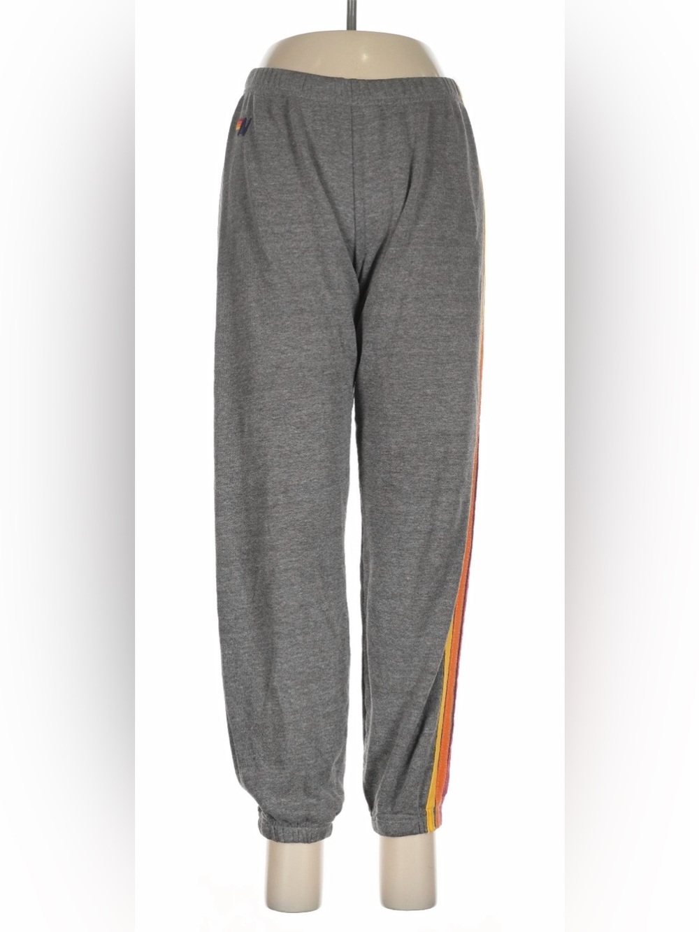 Aviator Nation Heather Gray Joggers with Rainbow Side Stripes - Picture 2 of 6